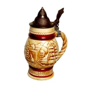 1977 Avon Handmade Tall Ships Stein w Pewter Lid # 301960